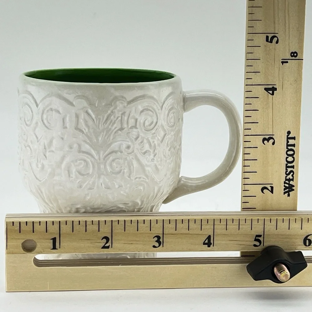 Vintage Holt Howard 1965 Mugs Set of 3 White Green Coffee Tea Filagree Ornate - Picture 11 of 11